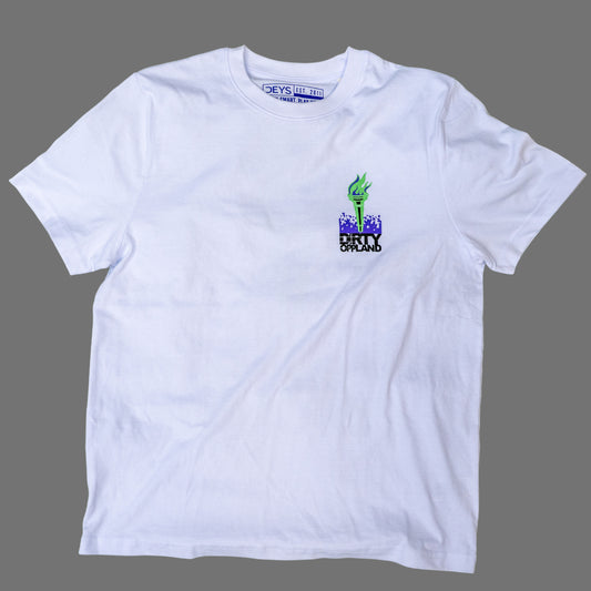 Olympisk Standard Dirty Oppland x Deys Dynamics hvit t-shirt